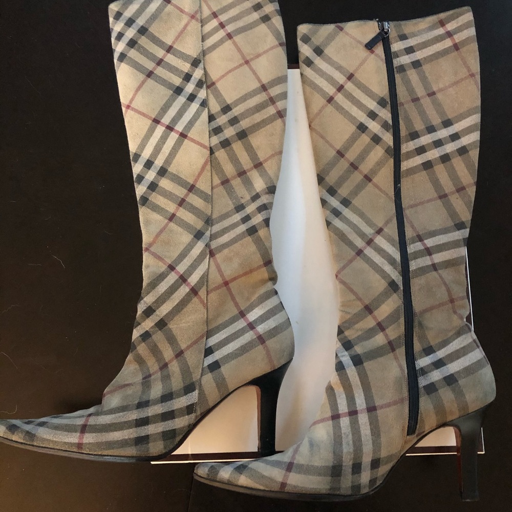 Authentic Burberry Nova Check Suede boots